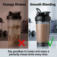 Bouteille de shaker de protéines portable pour le sport en plein air, sans BPA, en plastique réutilisable, anti-fuite, pour boire directement