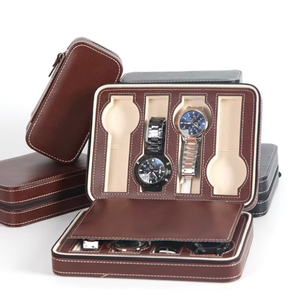 Boîte de voyage de luxe en cuir PU pour montres, étui de rangement multi-compartiments pour montres-bracelets, logo personnalisé pour cadeau de boutique de montres - Product Image 5
