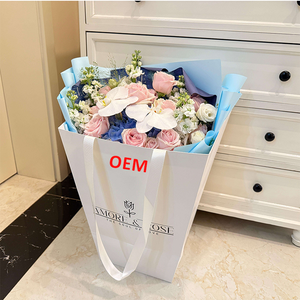 กระเป๋าหิ้วทรงสี่เหลี่ยมขนาดใหญ่คุณภาพสูง พร้อมหูหิ้วแบบยาวพิเศษ สำหรับบรรจุภัณฑ์ดอกไม้หรูหรา กล่องใส่ดอกไม้ กระเป๋าถือสำหรับนำกลับบ้าน - Product Image 1