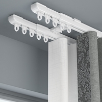 Système de rideaux à cordon, tringle télescopique à poulie, rail de séparation extensible et réglable, sans mesure pour cloisons de pièce, en métal aluminium