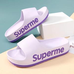 Superme – pantoufles à semelle épaisse pour femmes, sandales plates antidérapantes en EVA, pour la maison et l'extérieur, blanc, vert, beige, noir, rose, violet, 35-40 - Product Image 4