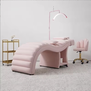 Lit de beauté pour cils incurvé de luxe haut de gamme personnalisé avec lampe LED ergonomique et rangement pour salon de cils et salon - Product Image 1