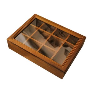 Retro Solid Wood Desktop Jewelry <b>Box</b> With Glass Lid 12 Compartments For Bracelets And Accessories Storage Organizer - Product Image 5