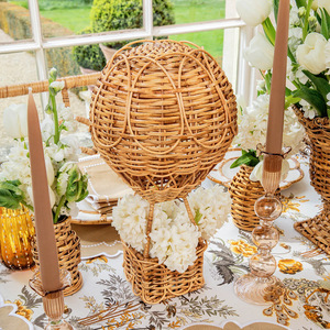 Rattan Hot Air <b>Balloon</b> Decoration Basket Circular Natural Home <b>Decor</b> <b>Table</b> Centerpiece - Product Image 2