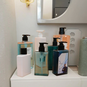 Petg Tùy Chỉnh 100 200 250 300 400 500Ml Nhựa Vuông Phẳng Chai Cho Người Đàn Ông Rửa Mặt Dầu Gội Gel Tắm Bao Bì Mỹ Phẩm - Product Image 3