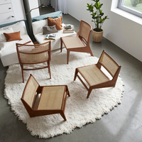 Fauteuil inclinable en bois durable avec coussin moelleux, style industriel japonais moderne, pour salon, chambre et villas