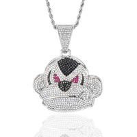Hip Hop Iced Out Singe Gorille Pendentif Colliers Bling Strass En Acier Inoxydable Corde Chaîne Rappeur Hommes Bijoux