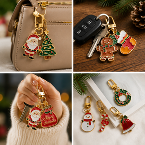 Porte-clés en métal personnalisé <span class=keywords><strong>pour</strong></span> Noël, porte-clés festif en émail, cadeau de fête, breloque <span class=keywords><strong>pour</strong></span> souvenir de fête, accessoires de décoration - Product Image 3
