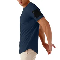 Men's Sports T Shirt with Pocket, 95% Cotton, 5% Spandex