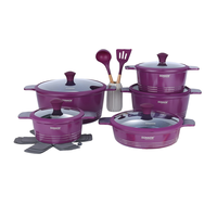 Ensemble de casseroles DONNOR en métal spiralé antiadhésif écologique de 15 pièces avec couvercle en verre transparent, résistant au four, pour un usage domestique