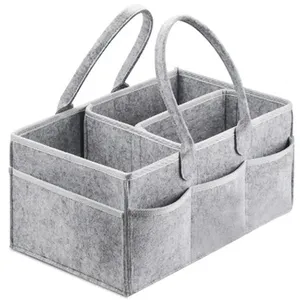 Gris Feutre Organisateur de Sac À Couches Bébé Portable Enfants Couche De Stockage Portable Sac À Main Langer Pépinière Bébé Lingette De Soin Pour Sac