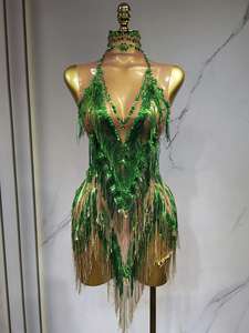 Costume de danse latine à franges dégradées Iris, robe de performance de talent, costume de performance de bal - Product Image 6