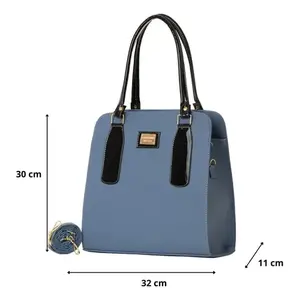 Bolso de Mano Azul para Mujer Fana Cruz M3873, Forro de Cuero Genuino, Cierre de Solapa, Uso Diario - Product Image 4