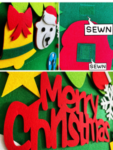 Ensemble d'arbre <span class=keywords><strong>de</strong></span> Noël en feutre éducatif à faire soi-même, arbre en feutre à suspendre au mur pour enfants avec 32 décorations <span class=keywords><strong>de</strong></span> Noël et guirlande lumineuse - Product Image 3