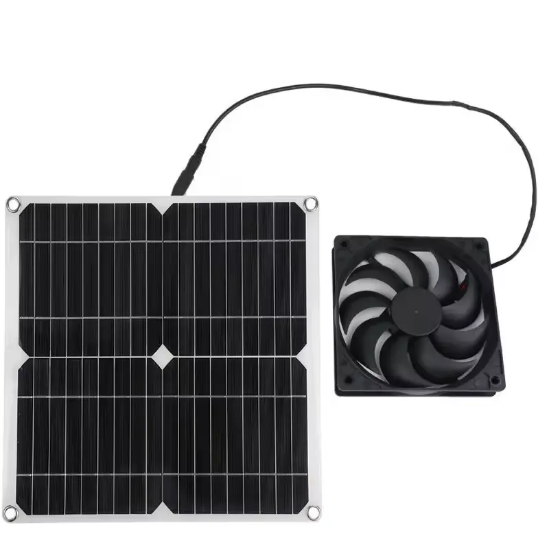 Elektrikli açık güneş panelleri olmadan fan tavuk coop soğutma ile tek kristal silikon 25W 12v güneş fanı