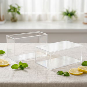 Contenedor de Plástico Transparente Rectangular, Grado Alimenticio, Caja de Almacenamiento Gruesa con Tapa para Dulces, Regalos, Coleccionables, Exhibición - Product Image 1