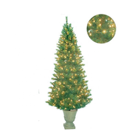 Vente en gros d'arbres de Noël artificiels de haute qualité avec lumières LED pour décorations de fêtes, matériau PE PVC vert, pied en métal, 6 pieds, 7 pieds, 8 pieds