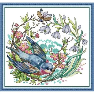 Kits de bricolage complets Spring Messenger, motif de point de croix, toile Aida 16/14/11CT, kit de <span class=keywords><strong>broderie</strong></span>, toile <span class=keywords><strong>pour</strong></span> point d'aiguille - Product Image 1