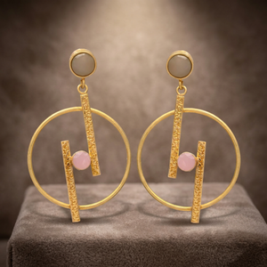 Boucles d'oreilles en acier inoxydable faites à la main avec pierres précieuses, serti clos, style ethnique bohème pour enfants - Product Image 3