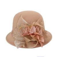 2020 lana marrón Vintage fieltro Cloche cubo bombín sombrero invierno mujeres Iglesia bombín sombreros