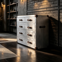 Commode de rangement industrielle en aluminium aviation, style valise vintage, pour salon et chambre
