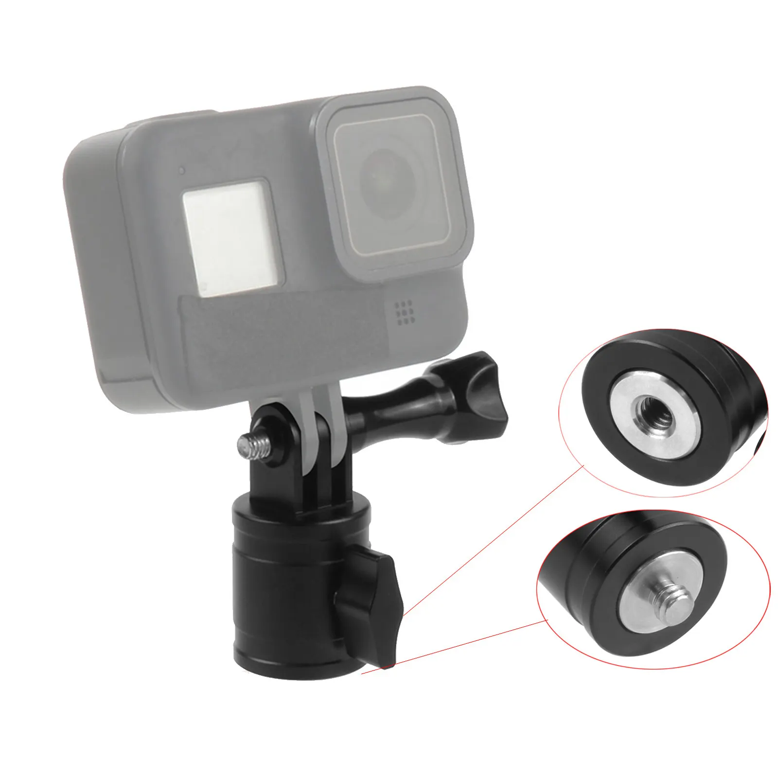 Tripod Adapter Mount for GoPro 10 /Insta 360 1/4 inch Aluminium Mounting Accessories with 360 Degree Swivel Pivot Arm Connector