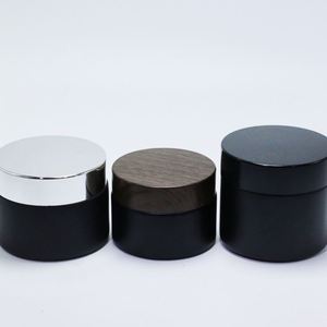 Tarros de Vidrio Negro Mate para Crema Facial Cosmética de 5/10/15/20/30/50/100G con Tapa de Plástico/Madera, Disponibles al por Mayor - Product Image 4