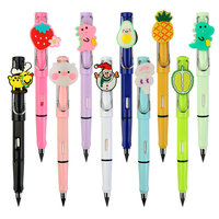 Crayon sans encre Weizhuang Bear, mignon, automatique, infini, promotionnel, corps en plastique noir, impression numérique, 10 couleurs