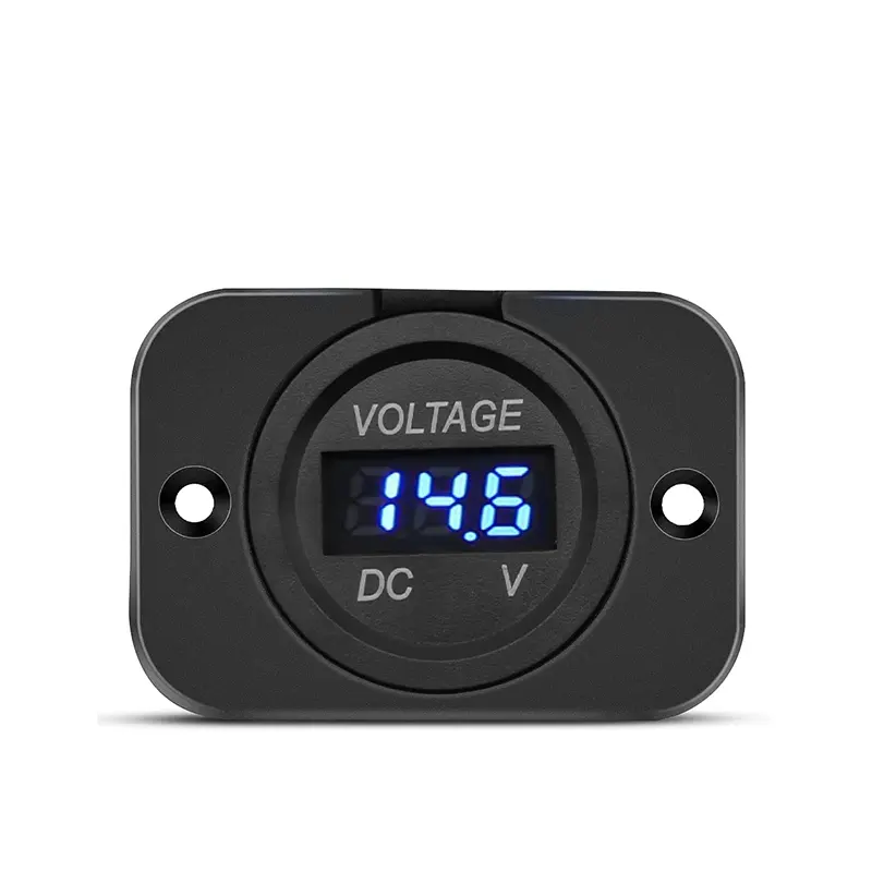 Digitale Spanningsmeter Dc 12-24V Waterdichte Ronde Meter Auto Voltmeter Met Led Digitaal Display Paneel