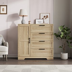 Gỗ tủ quần áo tủ quần áo với 4 ngăn kéo và cửa, gỗ phòng ngủ tủ quần áo tủ với treo thanh, 4 ngăn kéo tủ quần áo với lưu trữ tủ quần áo - Product Image 3