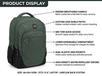 Sac à dos pour ordinateur portable vintage imperméable en tissu Oxford avec compartiment pour ordinateur portable, capacité de 20 à 39 L, pour l'école