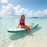 Planche à pagaie gonflable rétro arc-en-ciel 9'6'', SUP junior élégant pour adolescents et filles, planche stable de 13 cm d'épaisseur
