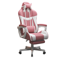 Chaise de jeu de course bleue et blanche de haute qualité pour enfants avec repose-pieds, idéale pour les gamers