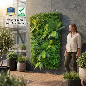 Faux murs vivants artificiels suspendus plante verte herbe mur vertical faux grand mur vert vertical séparateur support décor de mariage - Product Image 1