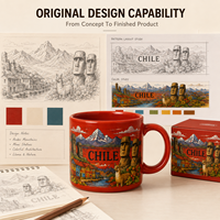 Souvenirs du Chili : Tasse à café en céramique avec motif de ville coloré et paysage emblématique – Tasses en céramique personnalisées OEM ODM en gros