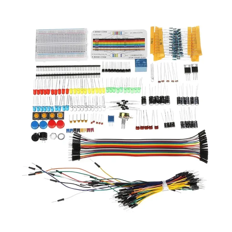 Electronic Components Base Starter Kits With Breadboard Resistor Capacitor LED Jumper Cable dupont With Plastic Box Package