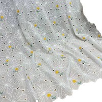 Tissu en dentelle florale brodée multicolore 100 % coton épais pour robes de garçons - Vente en gros directe d'usine