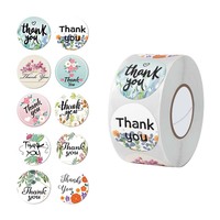 Autocollants cadeaux personnalisables en forme de fleur circulaire, colorés, holographiques, résistants à l'huile, durables, écologiques, avec adhésif de scellage de remerciement