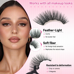 Collection de 3 paires de cils magnétiques faits à la main, en matériau végétalien, sans colle, application rapide, cils magnétiques avec <span class=keywords><strong>liner</strong></span>, offre en gros d'usine - Product Image 3