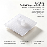 Zachte siliconen fruit- en groenteborstel, flexibele keukenreinigingsborstel met borstelharen voor het afwassen van afwasbak en groenten, antislip