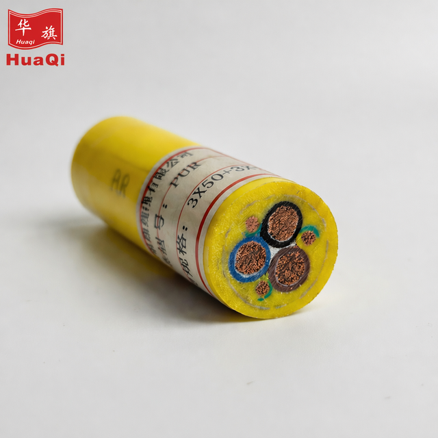 Huaqi 3x50+3x10 PUR Crane Cable Oil Resistant Yellow Polyurethane Sheathed Flexible Power Cable for Overhead Crane Gantry Crane