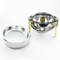 Meilleures ventes de chauffe-plats en acier doré à couvercle complet, équipement de réchauffement des aliments pour buffet, chauffe-plats en acier inoxydable avec alcool
