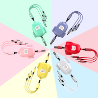 Kabel pengisi daya Multi ponsel, kabel pengisi daya Usb tipe-c dapat ditarik tiga dalam satu untuk Android IOS