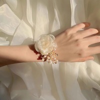 Korsase Pergelangan Tangan untuk Pesta Pernikahan, Suvenir Pernikahan, Bunga Tangan Sutra Ala Peri, Gaya Korea, Lucu, untuk Pengiring Pengantin Pria