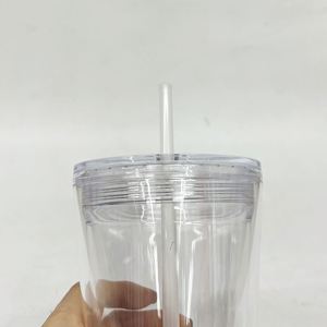 25pack Custom logo BPA Free Clear 16oz Snowglobe Acrylic Plastic <b>Cup</b> <b>with</b> Pre Drilled Hole and Stopper for UV DTF Wraps - Product Image 4