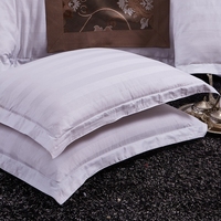 Parure de lit de luxe à rayures pour hôtel, 100% coton satiné, housse de couette, drap plat, taie d'oreiller, fabricant OEM