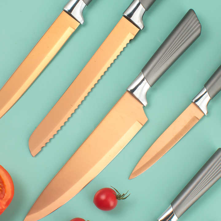 6Piece Kitchen Knife Set Holder Includes Chef's Knife Bread