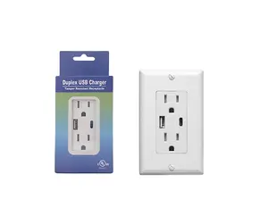 US Standard UL cUL USB Wall Socket 15A USB Outlet Charger Wall Plate Duplex Receptacle with USB Ports and Type C