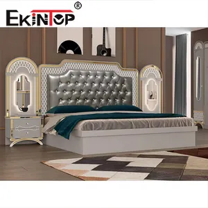 Ekintop rey cama doble cama moderna habitación muebles de dormitorio conjunto de cama de madera de muebles para venta