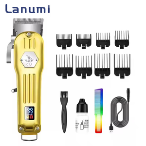 Tondeuse à cheveux électrique sans fil professionnelle Lanumi BES-518 pour hommes, or/argent, métal, rechargeable par USB, 10W, écran LCD, hôtel - Product Image 1